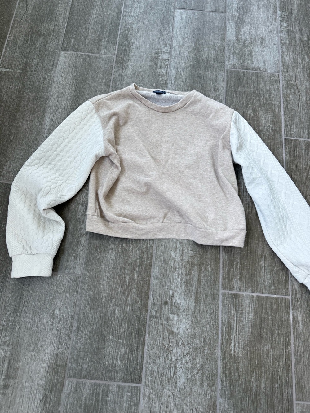 Daytrip BKE Buckle Girls Youth Western Quilted Tan Cream Textured Top Sweatshirt